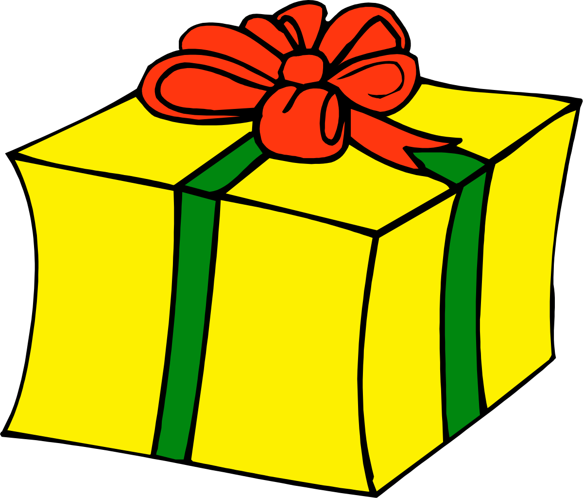 a yellow gift box with a red bow clip art png transparent Yellow Gift Box with Red Bow - Perfect for Celebrations