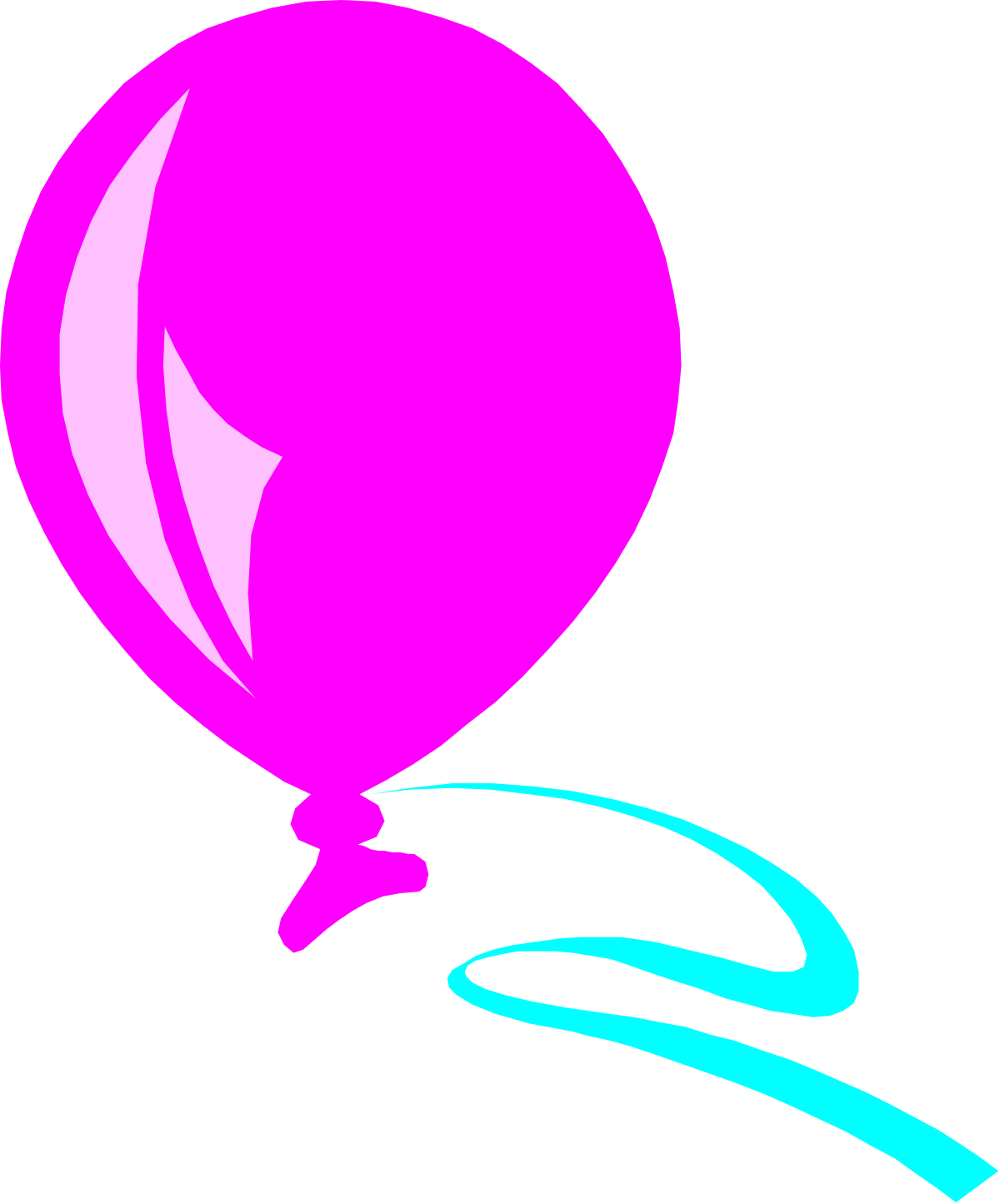 Pink Balloon with Blue Tail - Vibrant Clipart for Celebrations