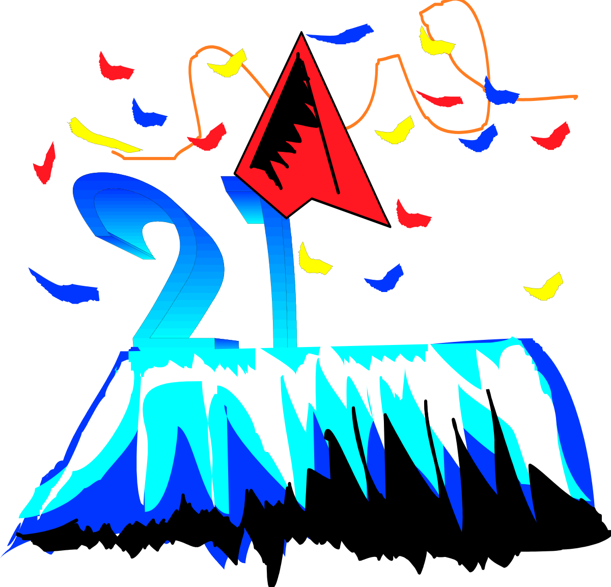 Colorful Mountain Illustration with Number Clipart