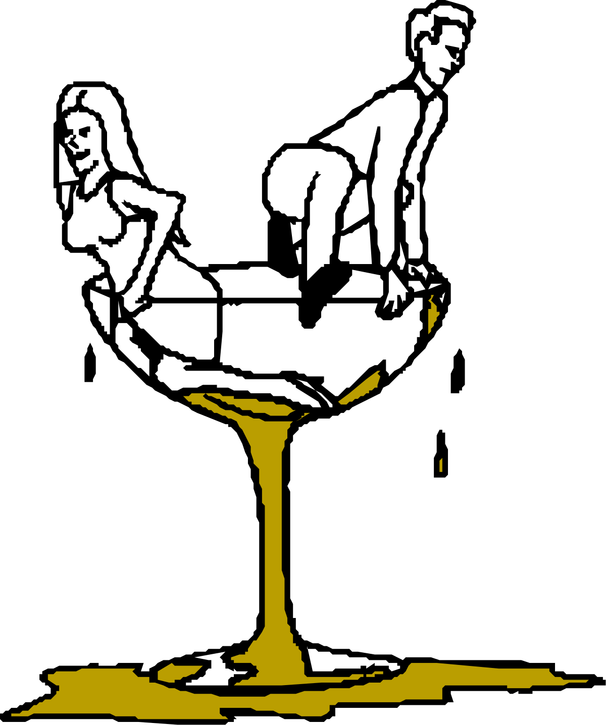 a white and yellow cocktail with a man sitting on the glass clip art png transparent Cocktail Clipart: Refreshing White and Yellow Drink with Man Sitting on Glass
