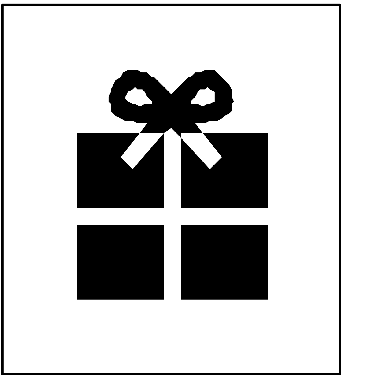 Black and White Gift Box with Bow - Elegant Clipart Design