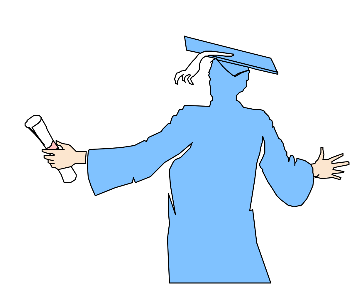 Graduation Gown Celebration: Person Throwing Paper Cloud Clipart