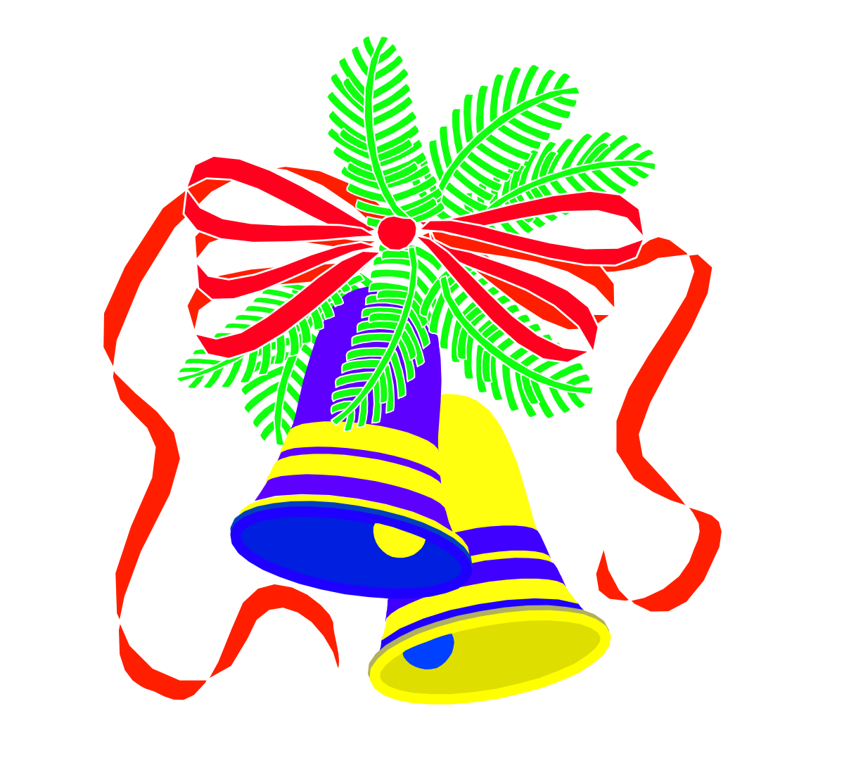 a bell with a red bow and a green tree clip art png transparent Bell with Red Bow and Green Tree Clipart for Holiday Cheer