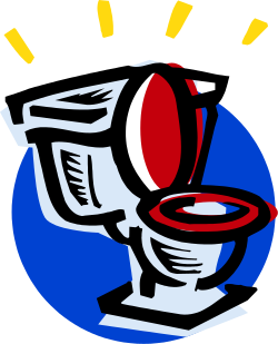 Toilet Clipart with Red and White Lid - Versatile Bathroom Graphics