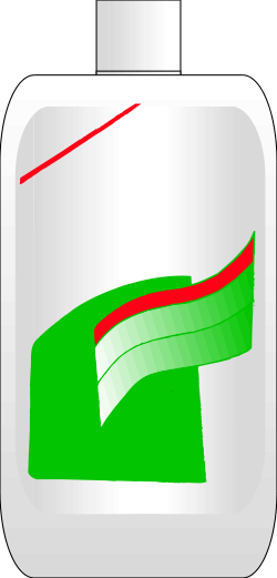 Liquid Bottle Clipart with Stripes - Vibrant Red and Green Design