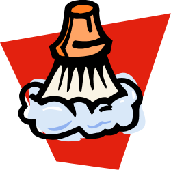 Cartoon Volcano Clipart: Lively Red Triangle Eruption