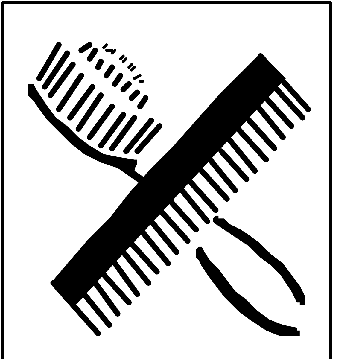 Black and White Comb and Brush Icon Clipart for Stylish Designs