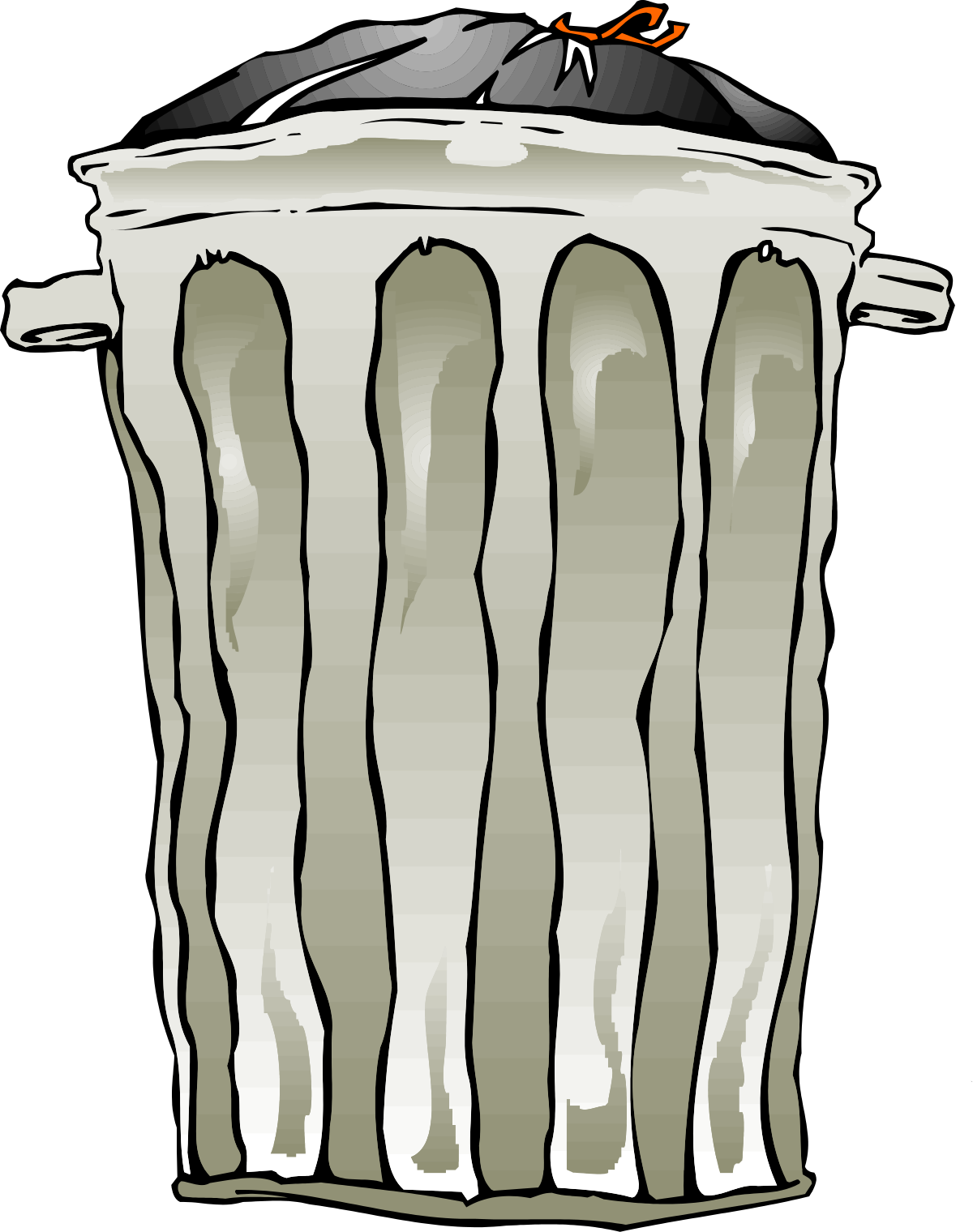Trash Can with Black Lid Clipart for Urban Scenes