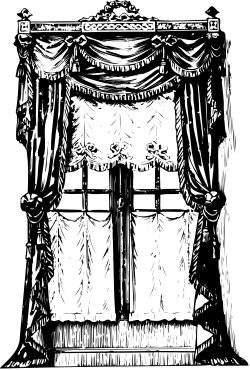 Black and White Stage with Curtains Clipart