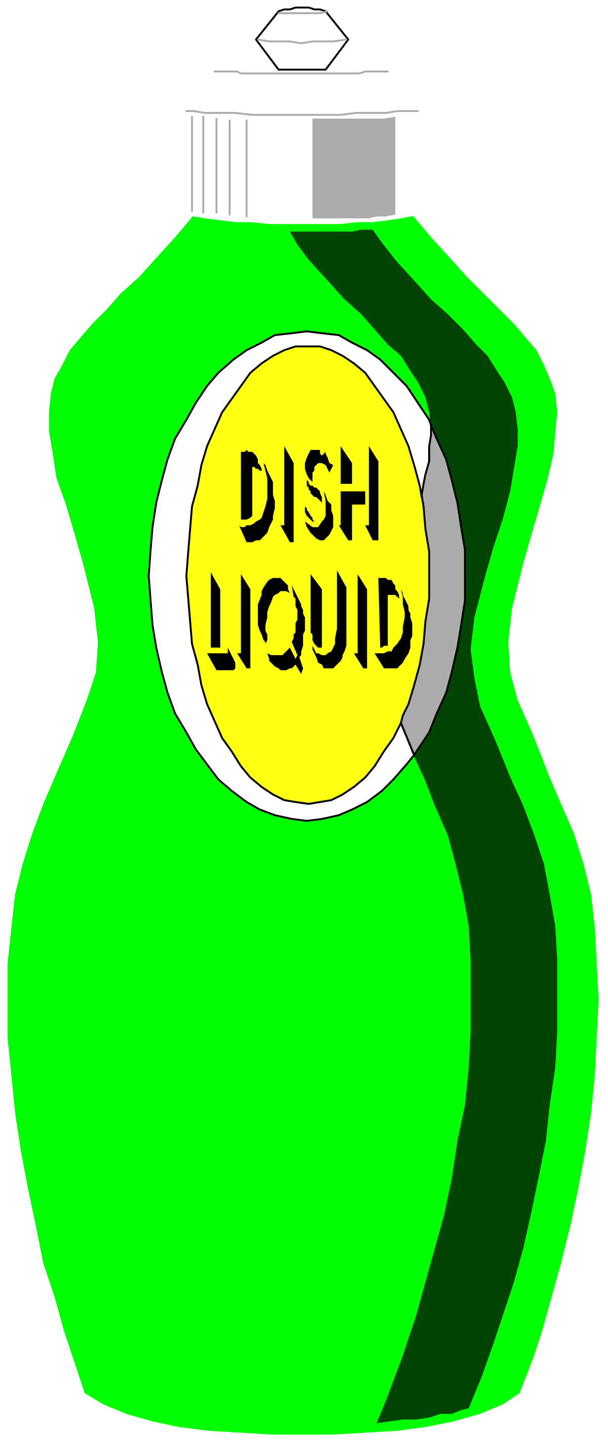 Green Dish Liquid Bottle with Yellow Label - Vibrant Clipart for All Your Needs