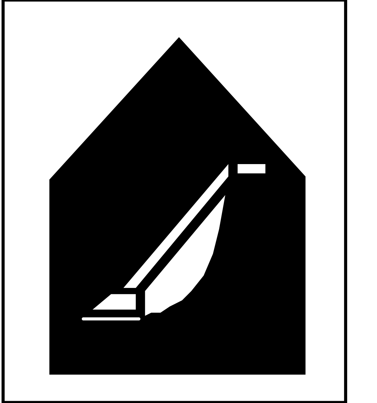 House Icon with Pen - Black and White Clipart for Creative Projects
