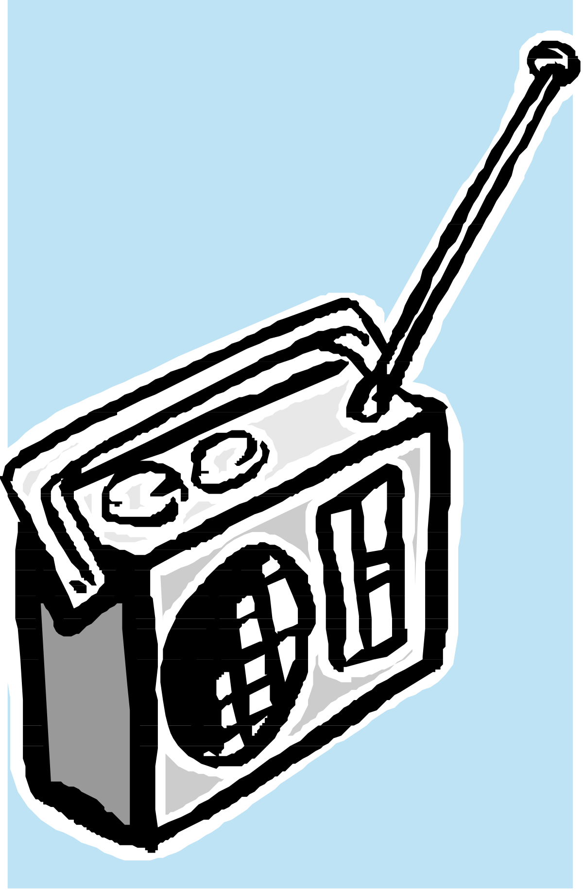 Black and White Radio on a Blue Background Clipart