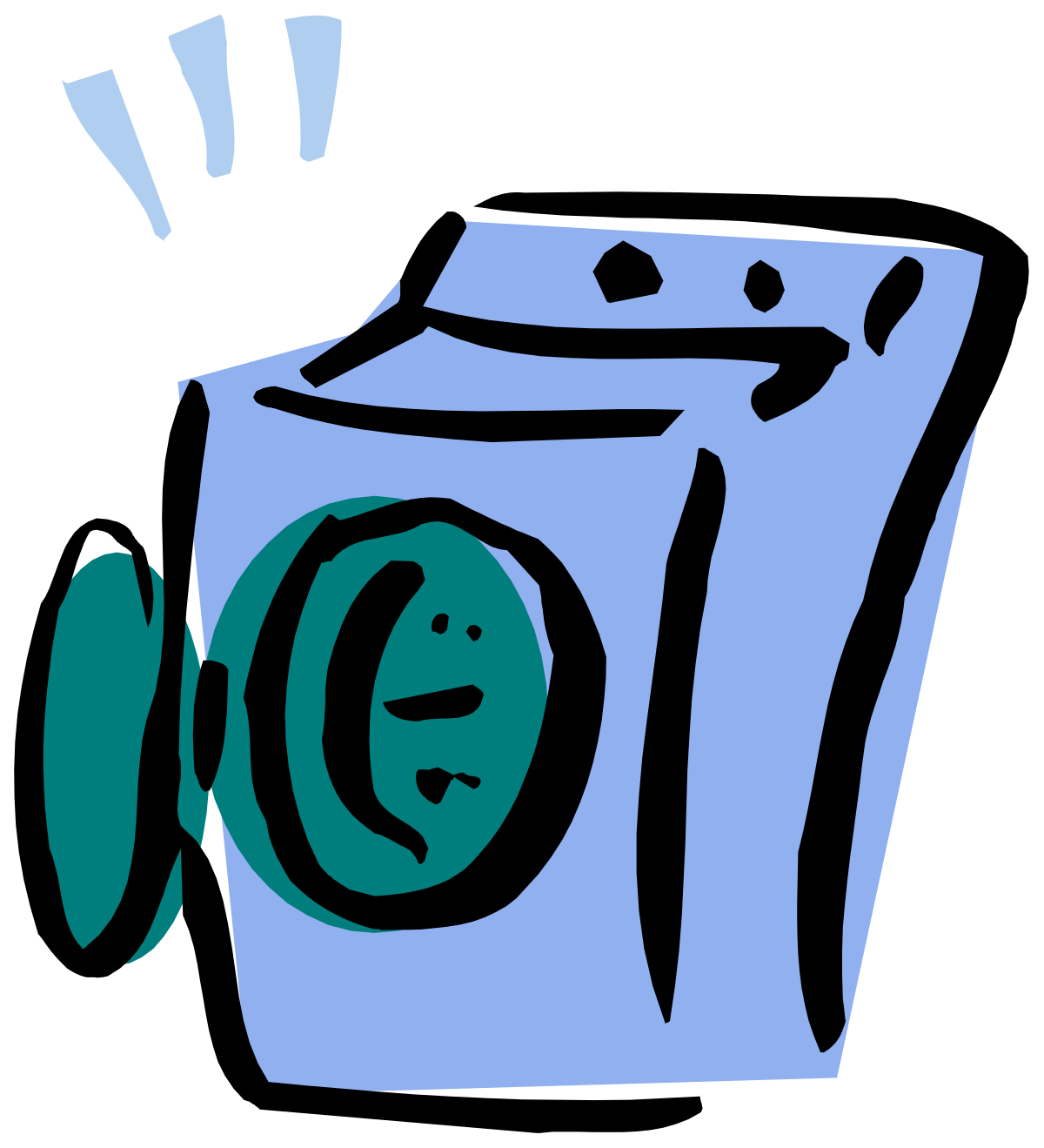 a blue and black washing machine with a green button clip art png transparent Blue and Black Washing Machine Clipart with Green Button