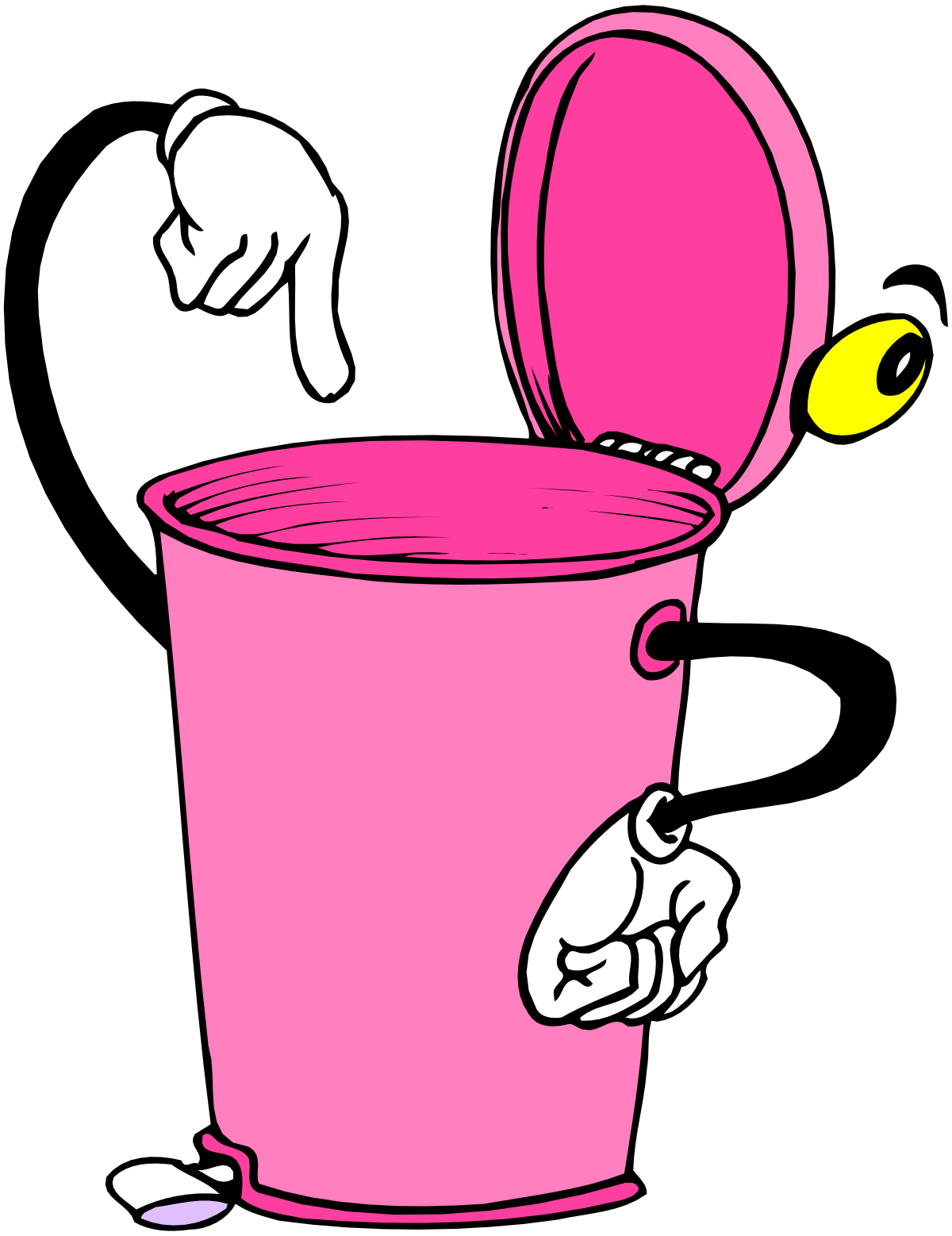 Pink Trash Can with Yellow Handle - Vibrant Clipart for Your Collections