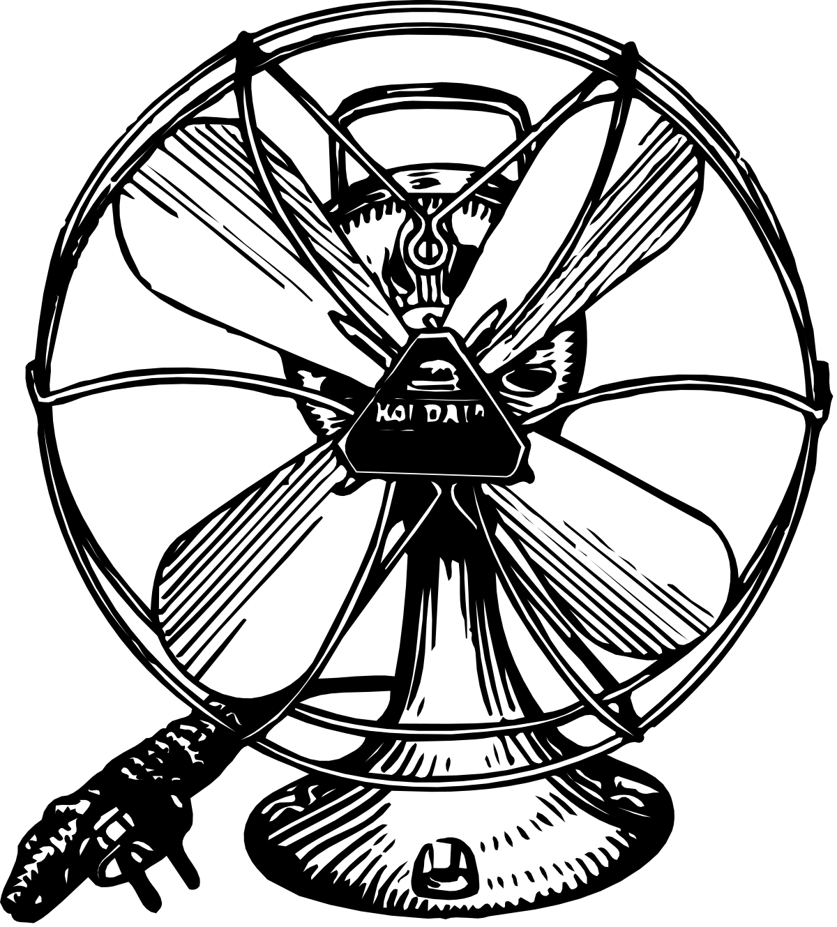 a black and white image of a fan clip art png transparent Fan Clipart - Black and White Vector Graphic Art
