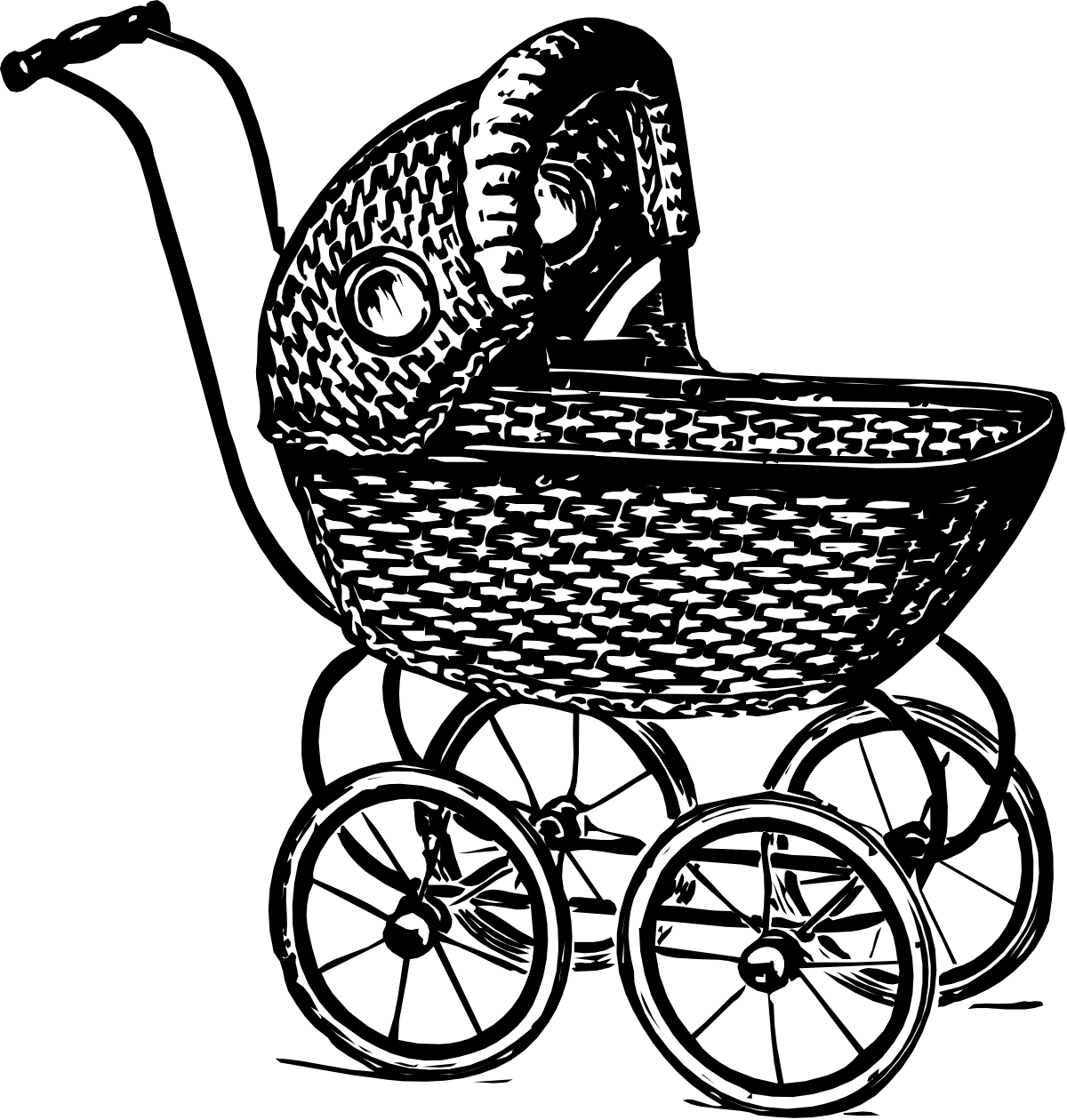 a baby in a stroller with a bird on it clip art png transparent Baby in Stroller with Bird - Charming Clipart for Your Projects