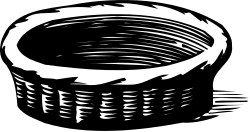 Basket Clipart: Elegant Black and White Drawing