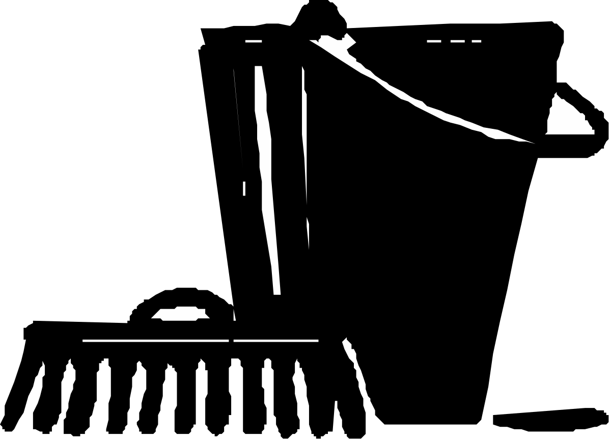Black and White Clipart of a Man Standing on a Pole