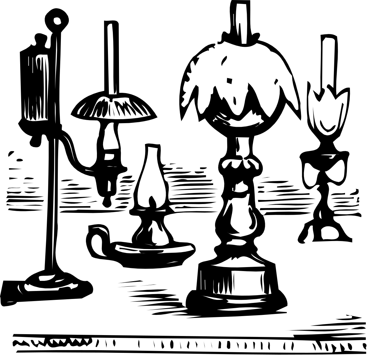 a black and white drawing of a lamp clip art png transparent Lamp Illustration - Black and White Clipart for Versatile Uses