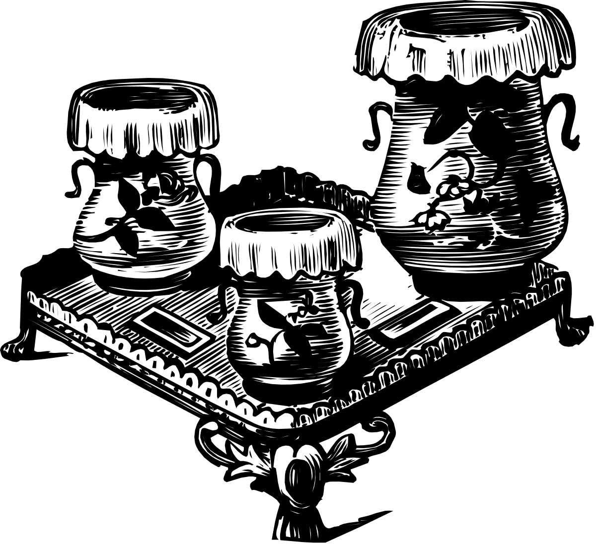 DJ Mixing Clipart - Black and White Vector Illustration