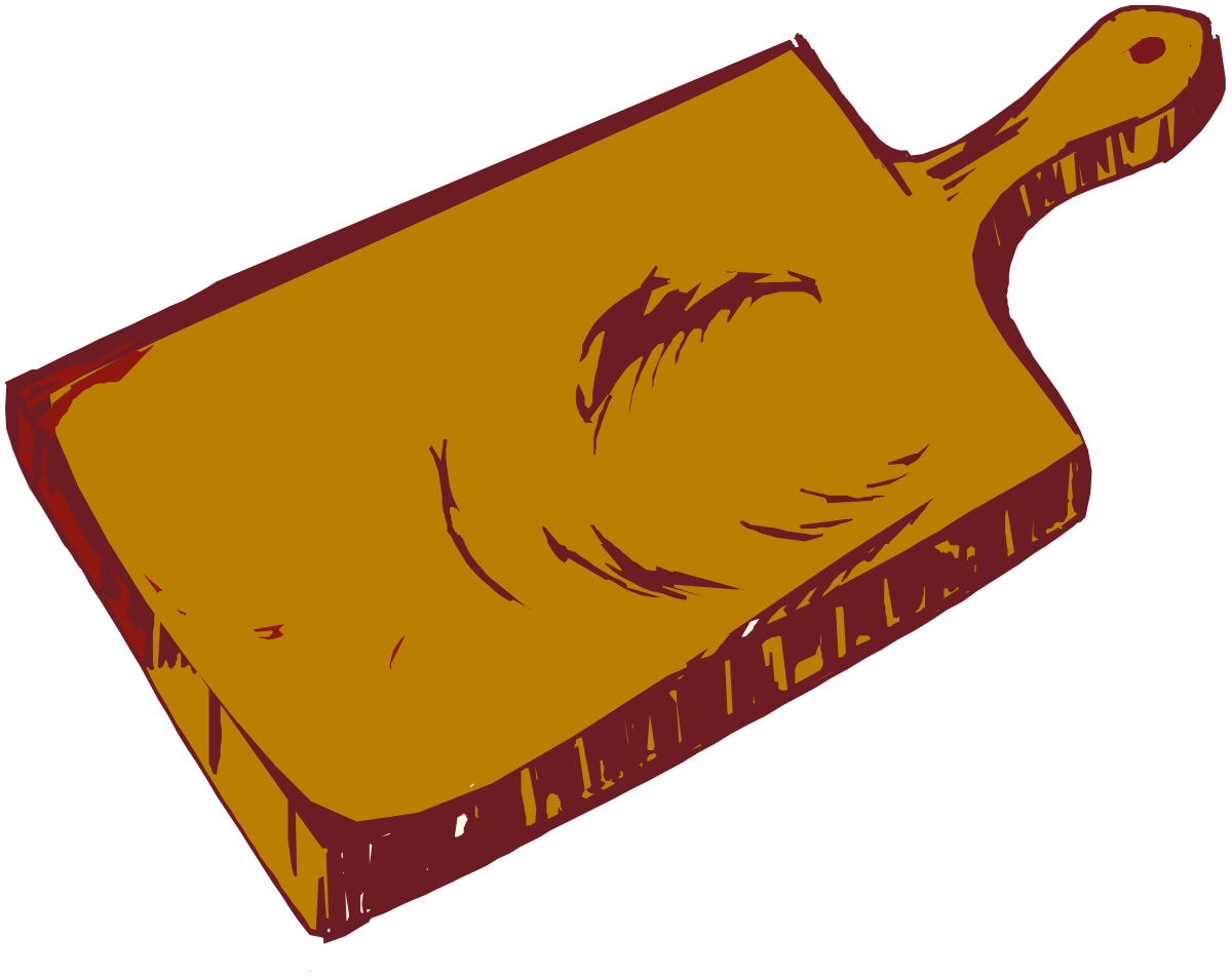 Cutting Board with Cheese and Knife Clipart