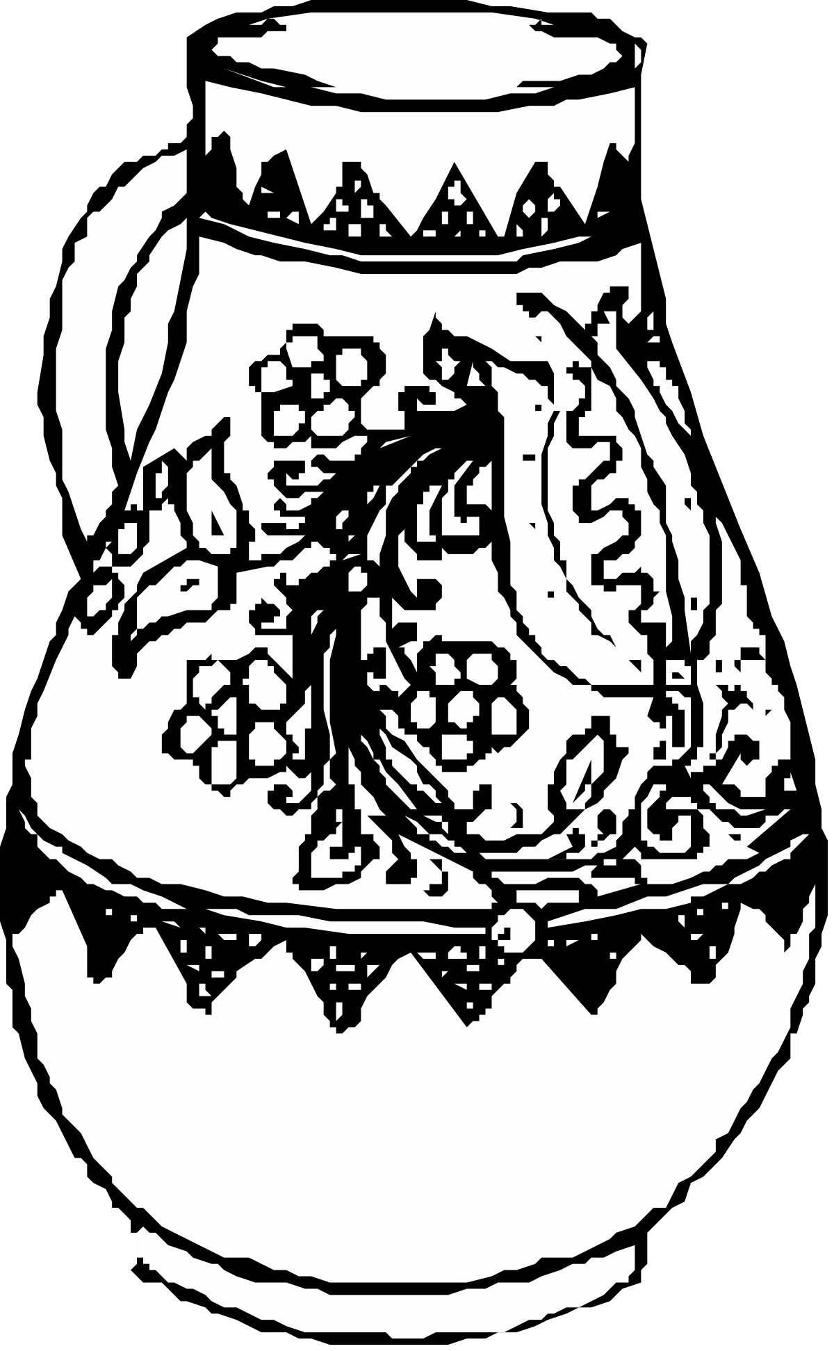 Black and White Vase Clipart - Elegant Floral Design