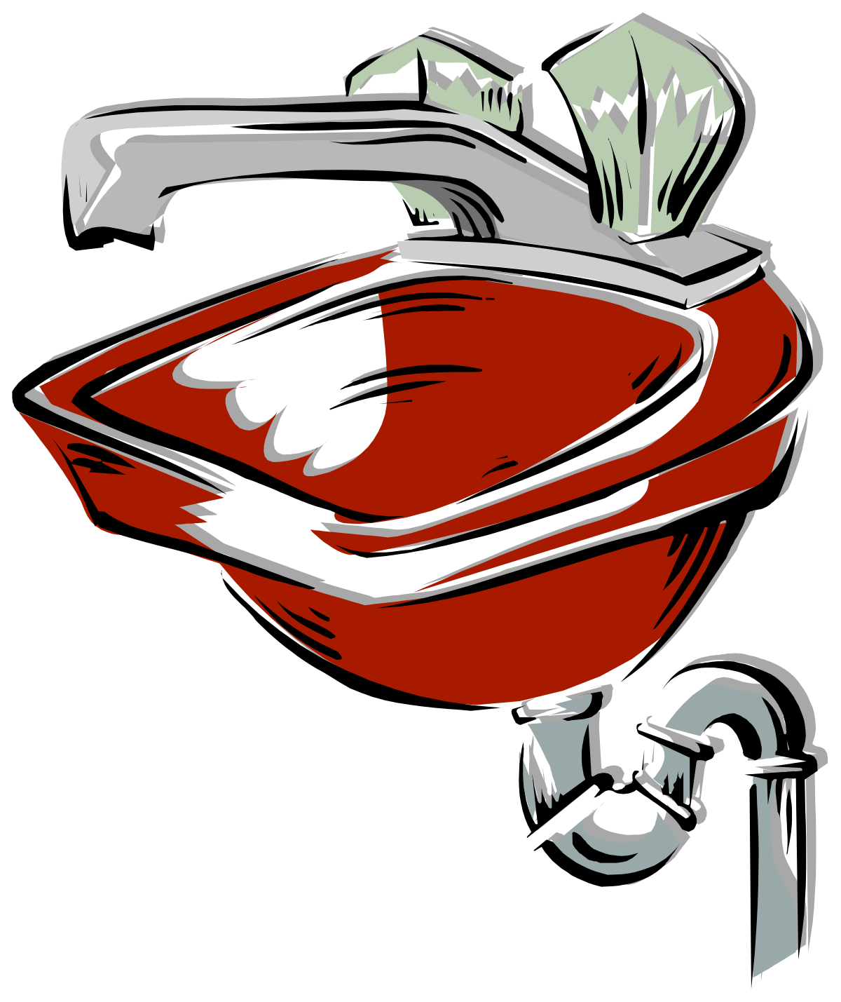 Red Sink with Modern Faucet Clipart for Any Creative Project