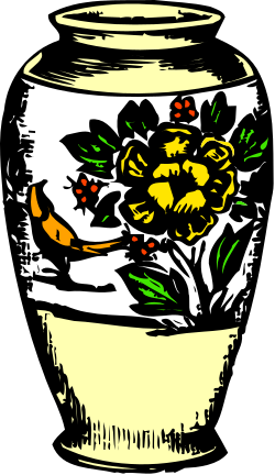 Flower Pot with Bird - Whimsical Nature Clipart