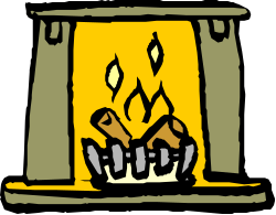 Fireplace with Cozy Flames Clipart - Warm Home Atmosphere