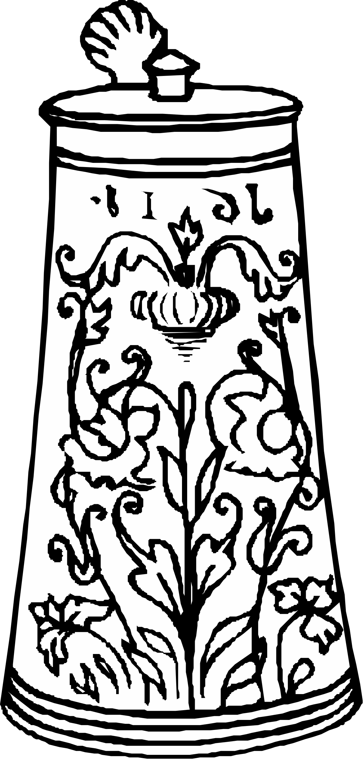 Elegant Black and White Vase Clipart Illustration