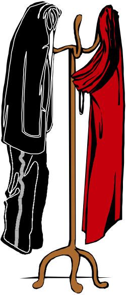 Man in Red and Black Coats Clipart - Stylish Fashion Illustration