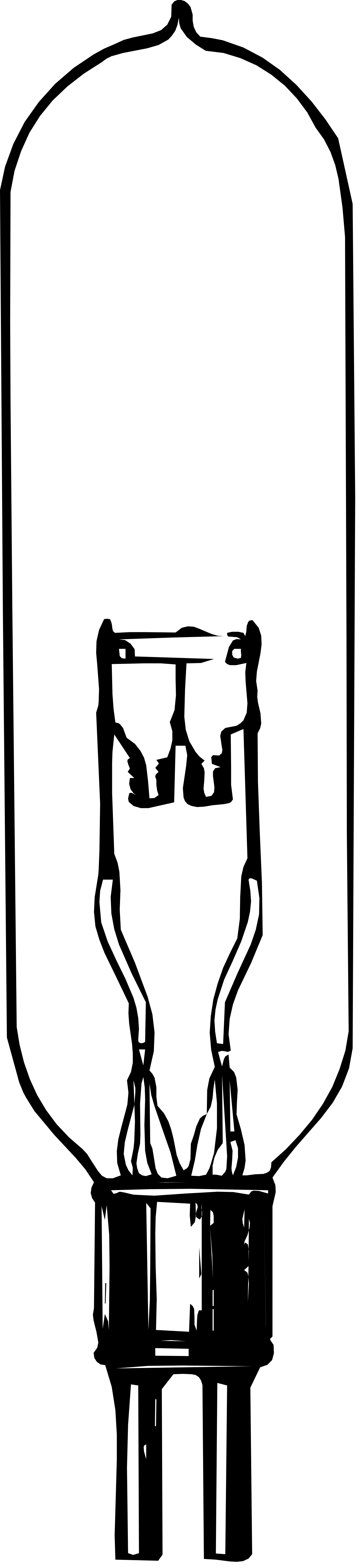 Silhouette of a Man Holding a Light - Black and White Clipart