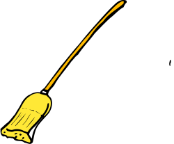 Yellow Broom Clipart on Black Background - Eye-Catching Design