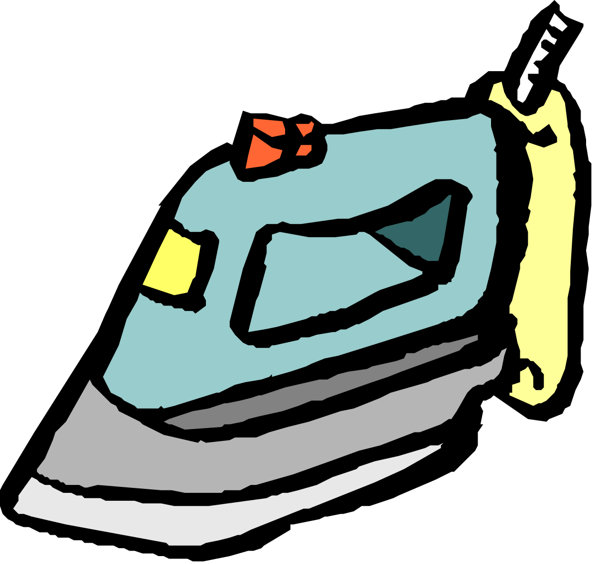 a blue iron with a yellow handle clip art png transparent Blue Iron with Yellow Handle Clipart - Perfect for Home and Office Use