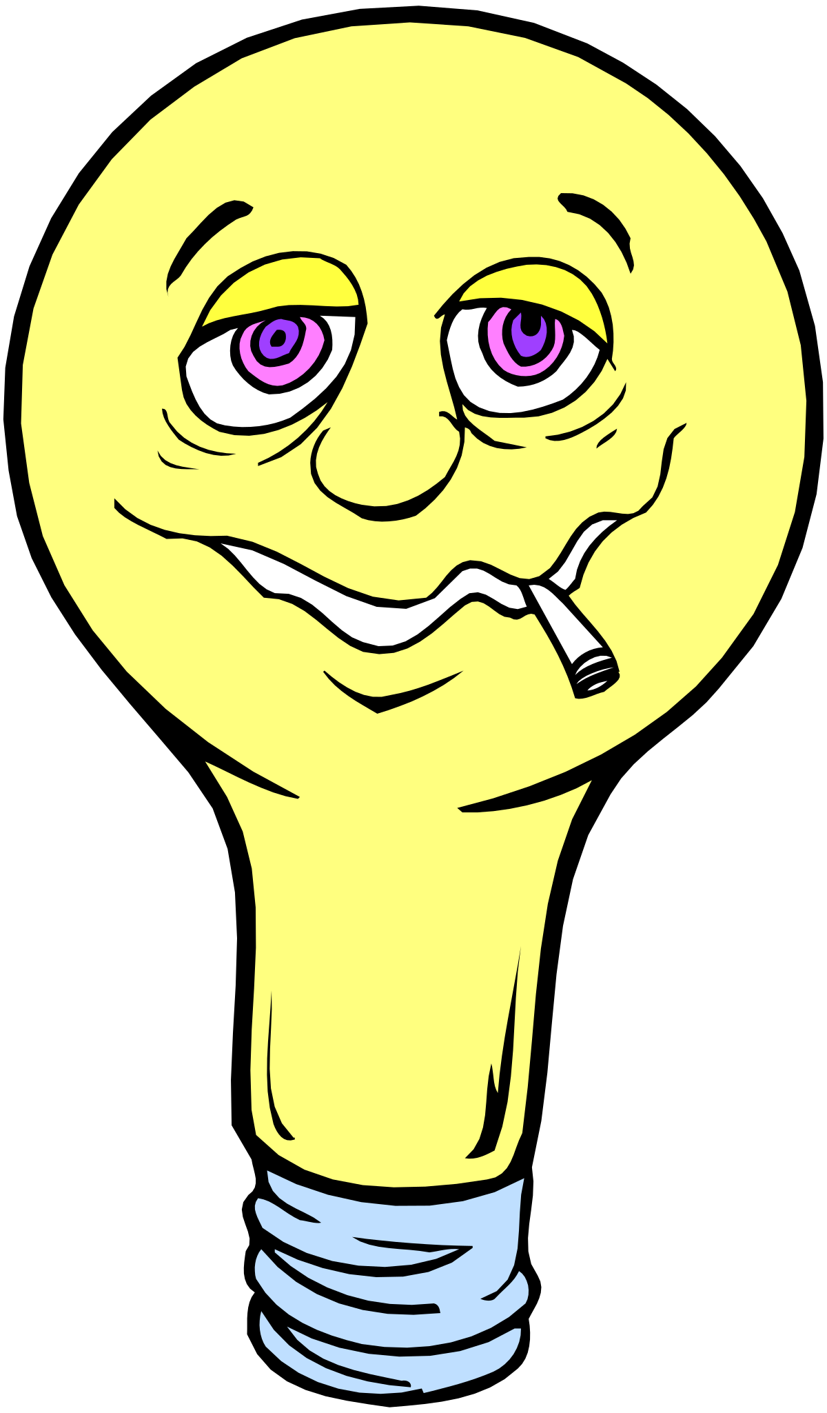 Smiley Face Light Bulb Clipart with Cigarette