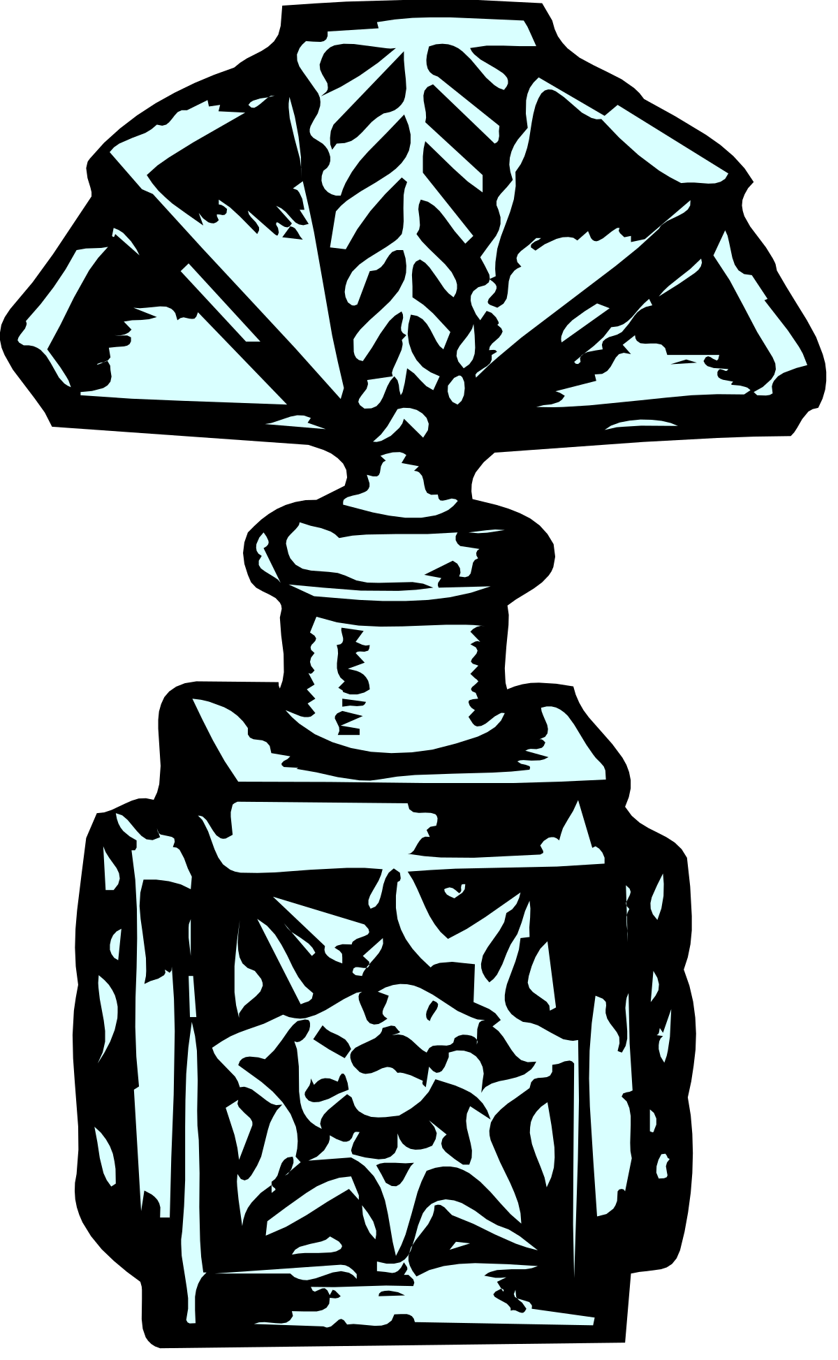 Potion Bottle and Man's Face Clipart - Black and White Illustrations