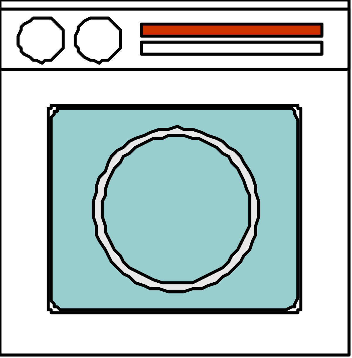 Oven Clipart: White and Blue Design with Circular Front