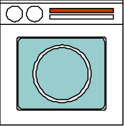 Oven Clipart: White and Blue Design with Circular Front