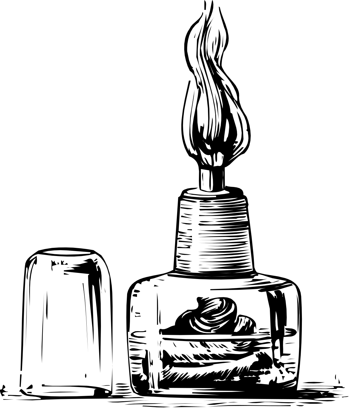 Perfume Bottle with Flame - Captivating Clipart for Bold Designs