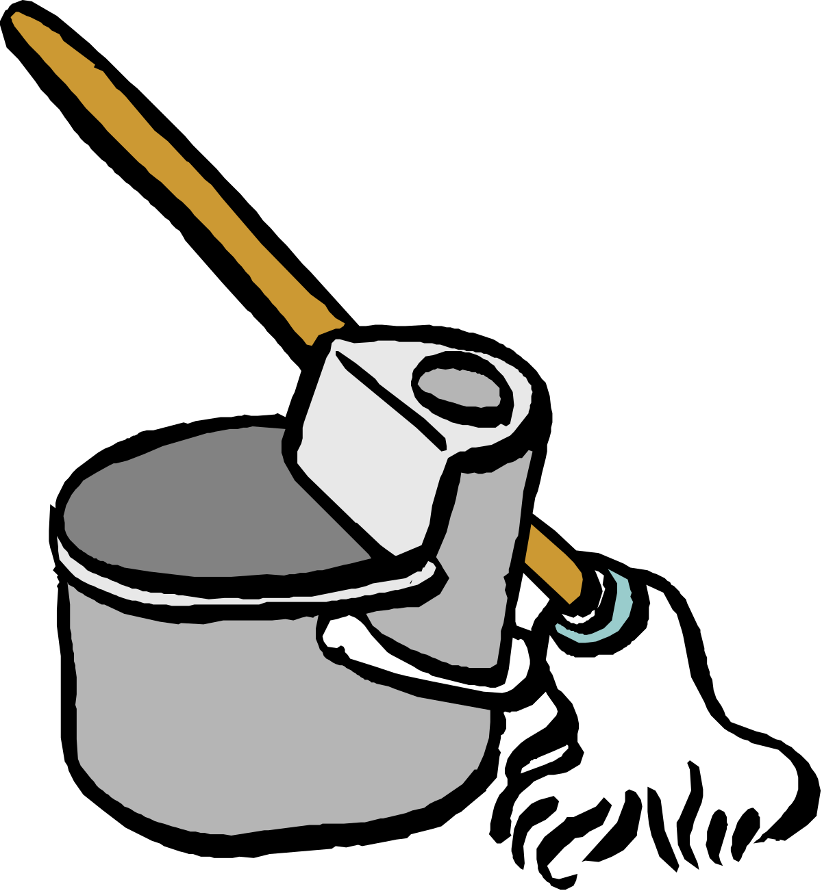 Toilet Brush and Bucket Clipart for Cleanliness