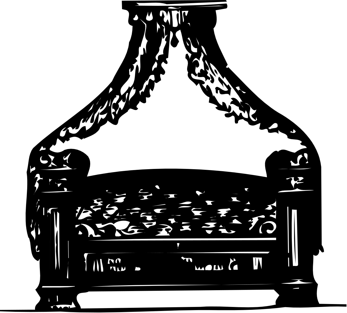 Couch Clipart: Elegant Black and White Drawing for Versatile Use