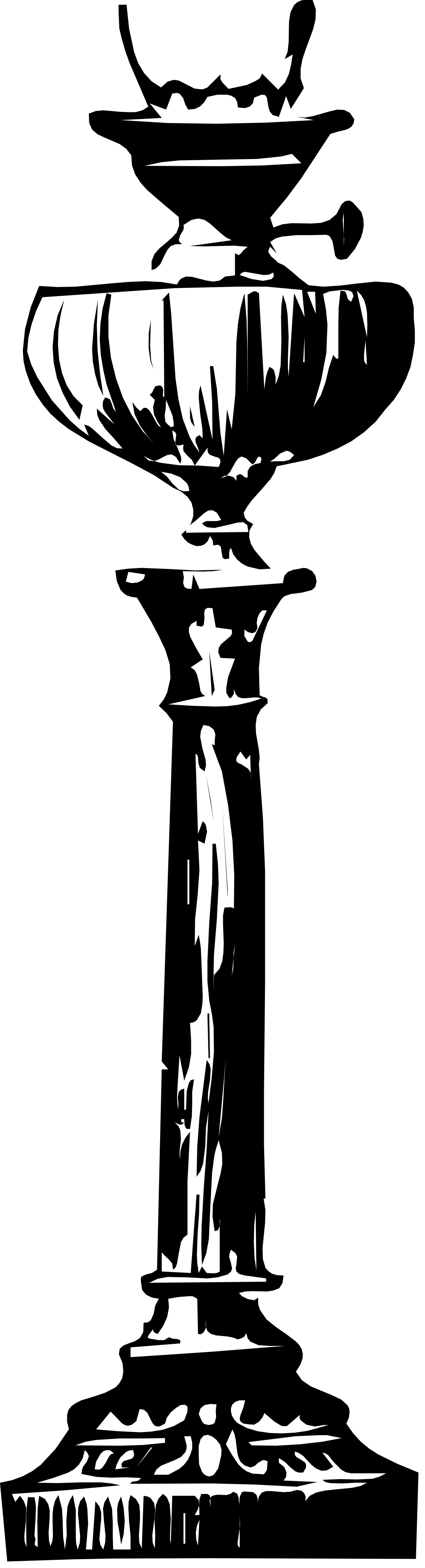 Man Standing in Fountain - Black and White Illustration Clipart