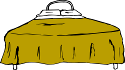 Yellow Blanket Bed Clipart with White Hat - Cozy Home Scene