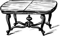 Table Clipart - Elegant Black and White Drawing for Versatile Use
