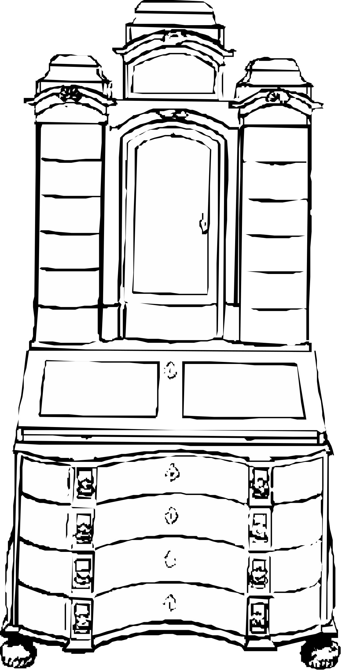 Chest Clipart: Black and White Drawing for Versatile Design