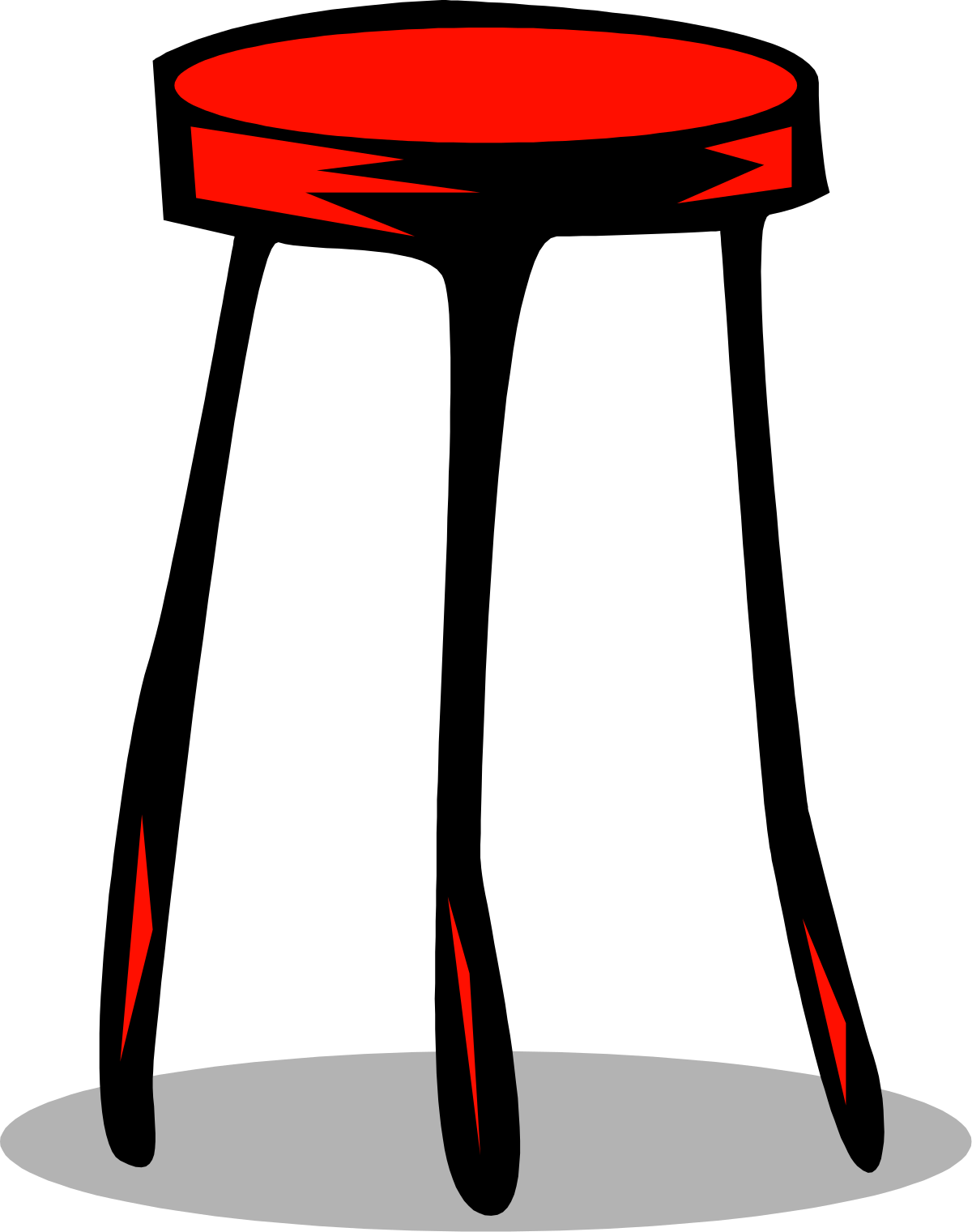 Red and Black Stool on Black Background Clipart