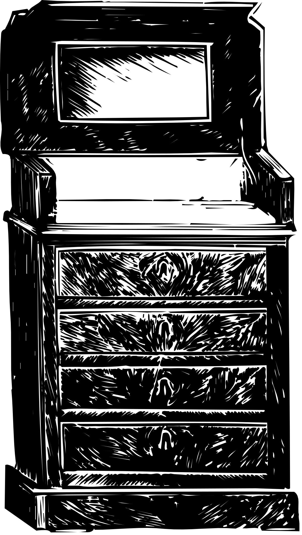 a black and white drawing of a chest clip art png transparent Black and White Chest Clipart Drawing for Creative Projects