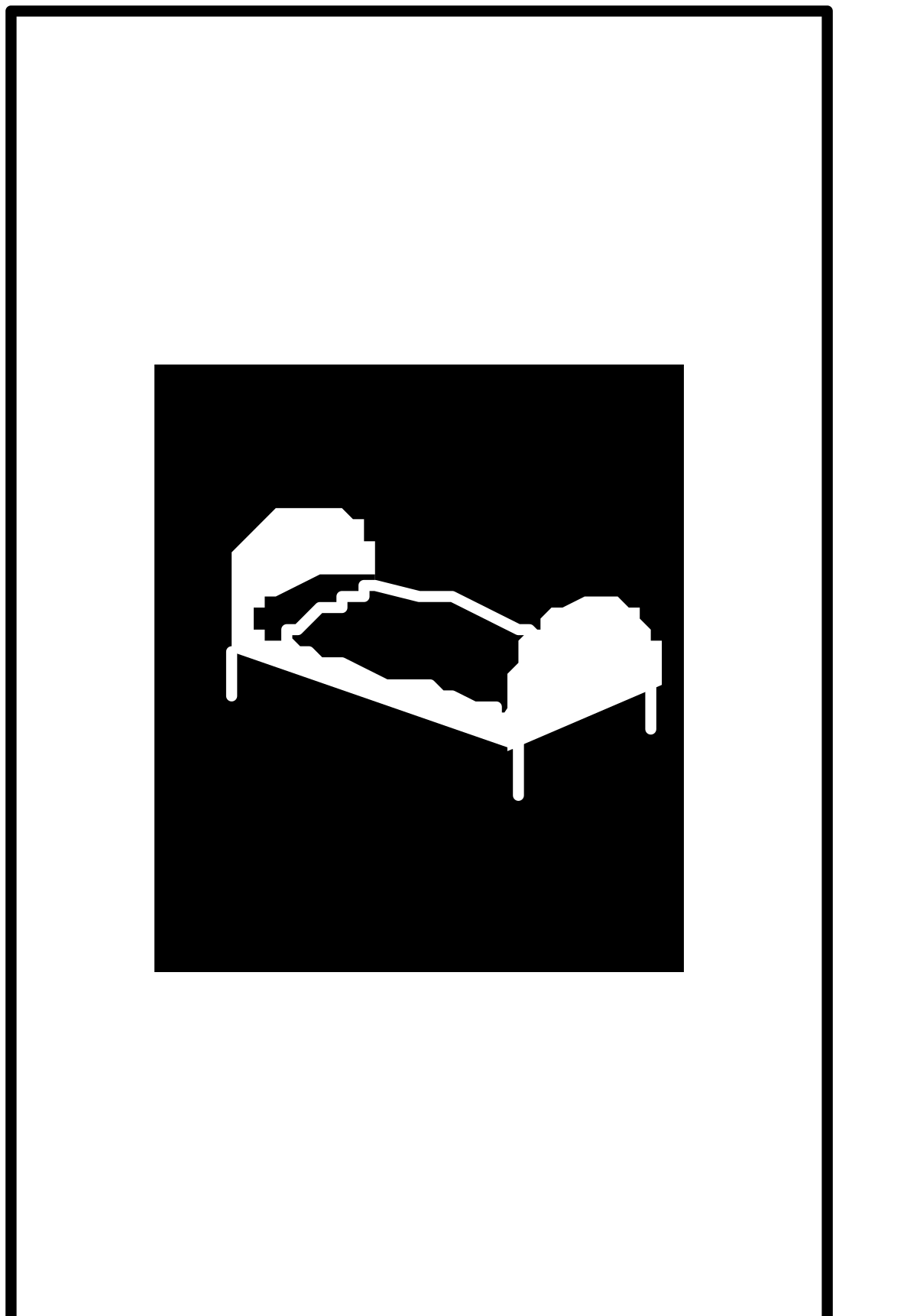 Bed with White Frame on Black Background Clipart