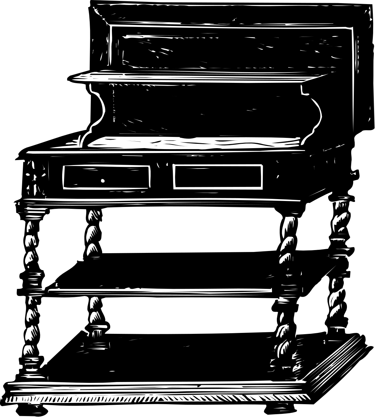Piano Clipart: Elegant Black and White Drawing for Musical Themes