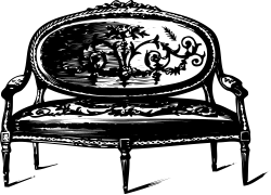 Antique Black and White Sofa and Armchair Clipart